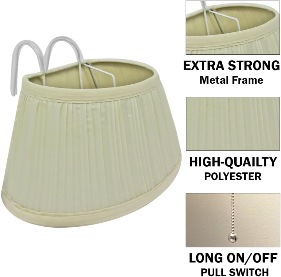 Evelots Bed Headboard Reading Lamp Book Light (2Pack) Soft Fabric Shade-Easy ON/OFF Pull Cord
