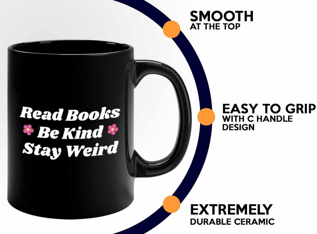 Reading Coffee Mug 11oz Black - Read Books - Reader Gift Bookworm Owl Lover Cat Lover Book Lover Novelist Librarian Writer