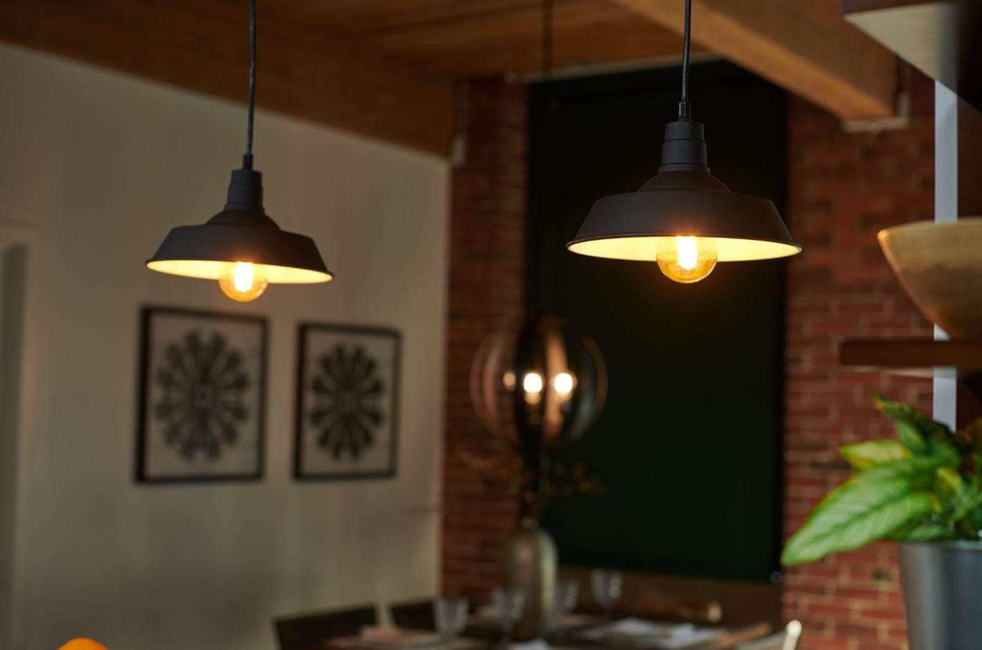 Sylvania Vintage Hudson Antique Pendant Light Fixture with 1 8.5W A19 LED Bulb Included, 800 Lumens, Antique Black, Dimmable (60053)