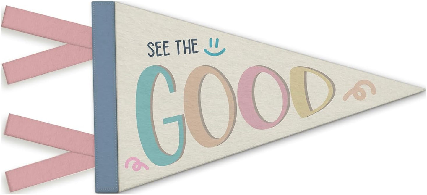 Girl Nursery Decor, Inspirational See the Good Pennant Felt Banners Flags, Boho Inspirational Wall Hanging Decor for Kids Toddler Girls Nursery Room Bedroom Playroom