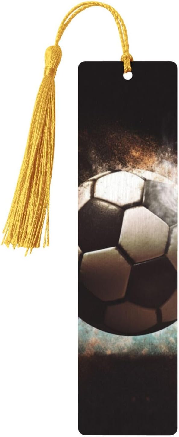 Sport Soccer Bookmarks with Tassels, Wood Bookmark for Women Men Handmade Book Mark for Book Lovers, Reading Page Markers Wood Tags Ornaments Birthday Teachers Gift