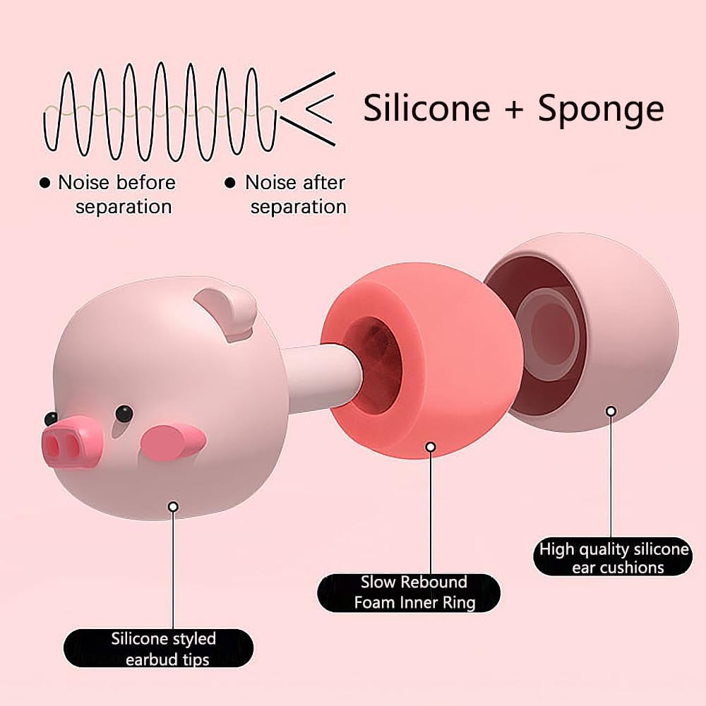 Ankeli 4 Pairs of Noise Cancelling Silicone Earplugs, Reusable, Cute Cartoon Soft and Comfortable, Suitable for Sleeping, Noise Sensitive, Travel, Work, Snoring