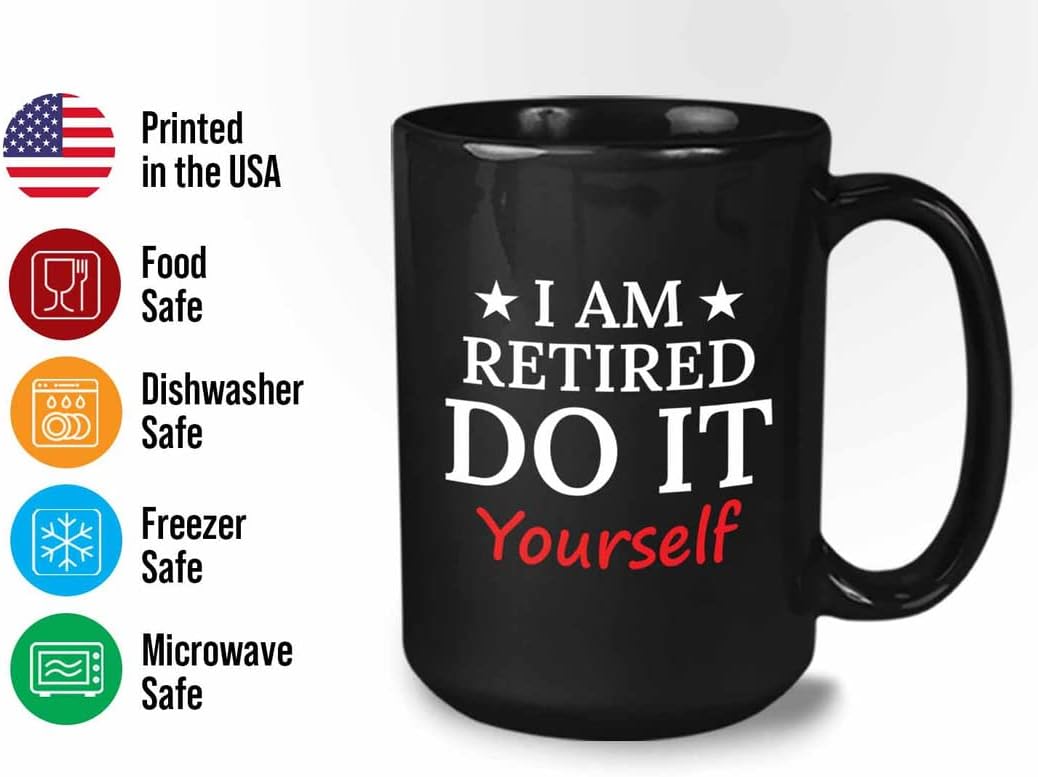 Retirement Coffee Mug 15oz Black - Retired Do It Yourself - Funny Retired Vintage Gift For Coworker Grandpa Dad Book Lover Librarian Bookworm Writer Reader