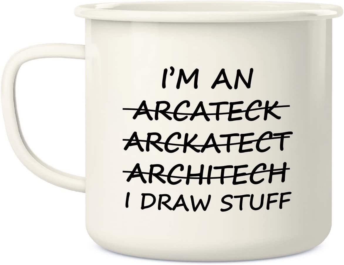 Retreez I'm An Architect I Draw Stuff 16 Oz Enamel Stainless Steel Metal Camping Campfire Coffee Mug - Funny Humor Sarcasm Inspirational birthday gifts for friends, coworkers, siblings, dad or mom