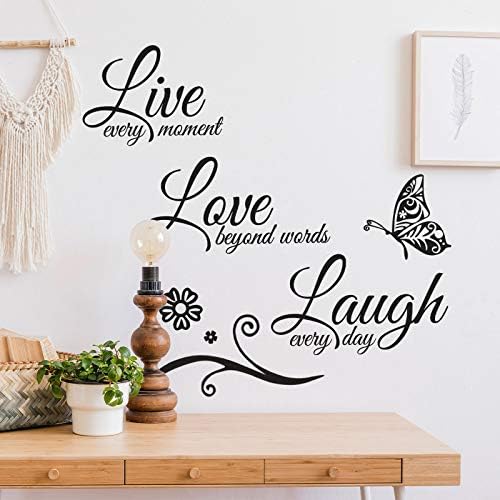 Zonon Vinyl Wall Quote Stickers Love Faith Hope Family Inspirational Stickers Motivational Wall Decals Bible Verse Butterfly Sayings for Home Room School Decorations(Classic Color)