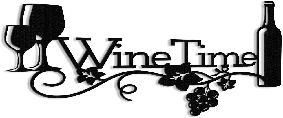 XORT Metal Wine Sign, Bar Metal Sign, Metal Kitchen Wall Decor, Vino Lover Metal Wall Art Decorative Home Restaurant Bar (Black - 16 x 8 Inch)