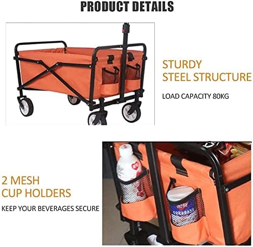 Heavy Duty Folding Outdoor Beach Wagon A Terrain Coapsible Utility Wagon Garden Cart Transport Troey Portable ping Hand Cart Picnic Camping Wagon (Color : Red) (Gray)