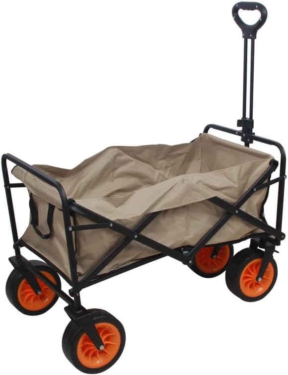 Portable Camping Cart,Outdoor Foldable Beach Trolley Cart Portable Travel Picnic Stroller with Black C Color