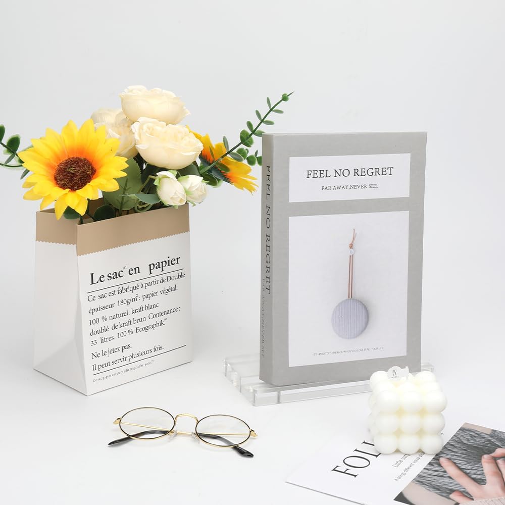 AKAZA Tabletop Acrylic Display Stand Clear Easel, Clear Acrylic Easel Stand Includes A Slot – Book Display Holder For Picture Frame, Album, Record, Magazine, Tablet, Canvas Board (Clear)