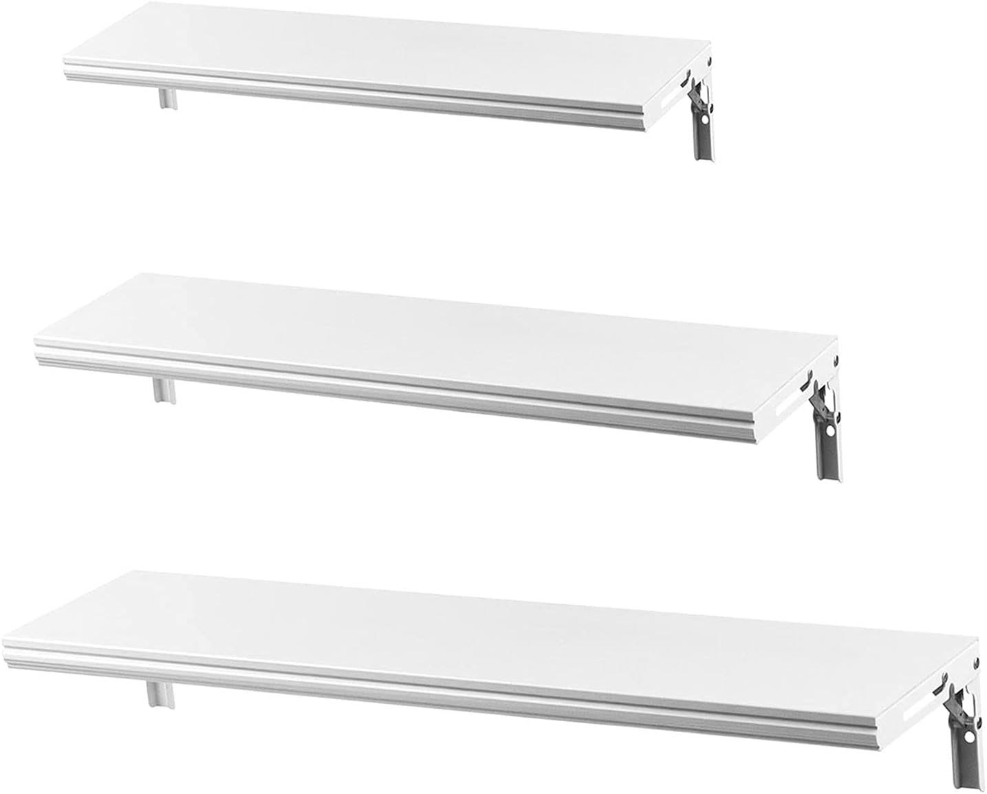 evron Floating Shelves Wall Mounted Set, Water Proof Wall Shelves for Living Room, Dining Room, Bedroom, Kitchen, Office and Greenhouse (Silver Grey Set of 3)