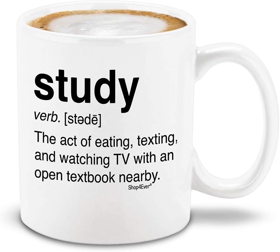 shop4ever Study Definition Ceramic Coffee Mug Tea Cup, Gift for College Student Graduate 11 oz (White)