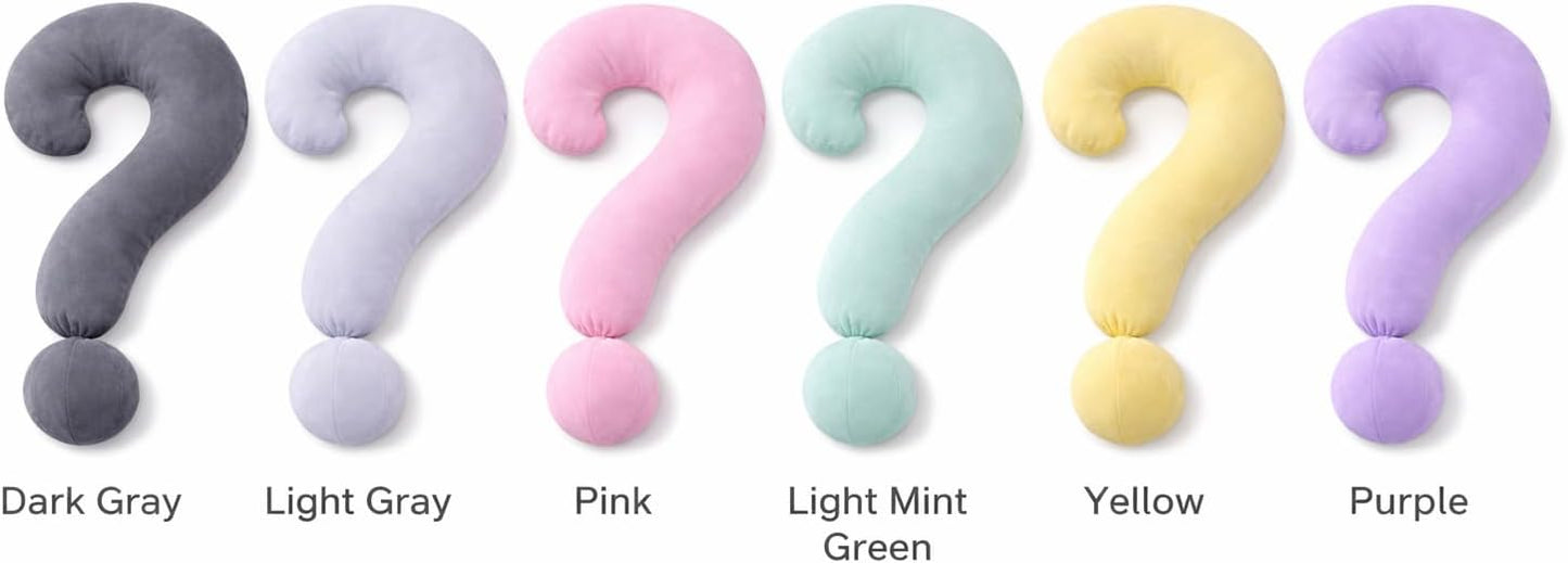 EVOLIVE Question Mark Neck Pillow, Soft Velvet Neck Support Decorative Pillow for Couch, Bed, Office & Travel, Ergonomic Cushion with Hand Rest, 15"x24" (Mint)