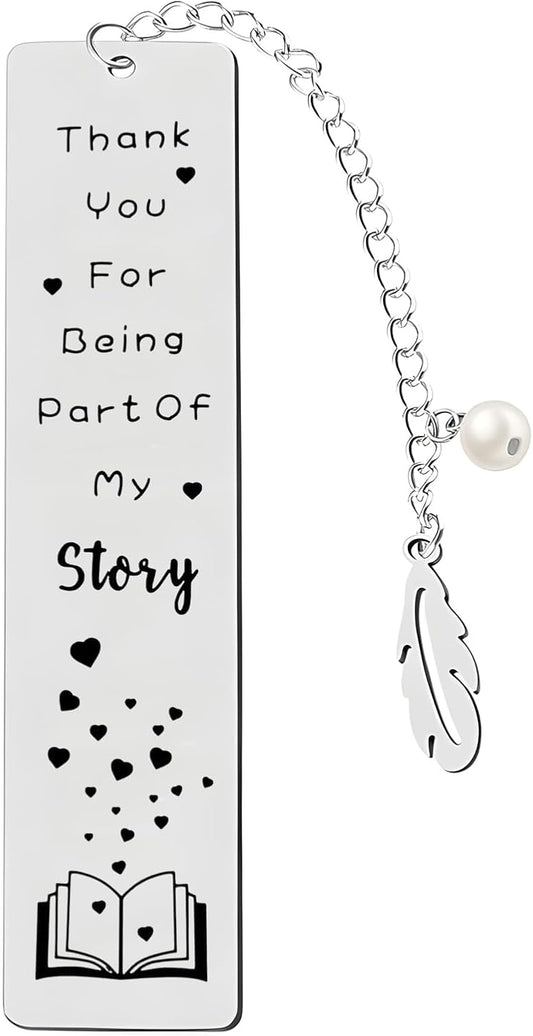 Metal Bookmark, Engraved 'Thank You For Being Part Of My Story', Stainless Steel, Silver, 5.11 x 1.02 Inches, 1 Count