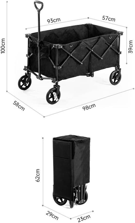HBJWOV Natural Hiking 200L Outdoor Camp Transport Camping Barrow Portable Camper Storage Detachable Folding Push and Pull