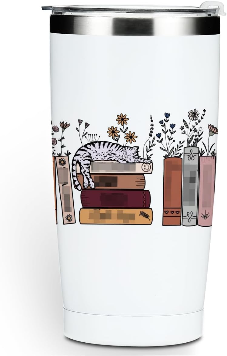 Inspired Tumbler Book Decor Book Lovers Gifts Bookish Coffee Mug Music Lover Gift for Women Coworker Appreciation Birthday Christmas 20 oz Stainless Steel Travel Cup Insulated Thermos with Lid
