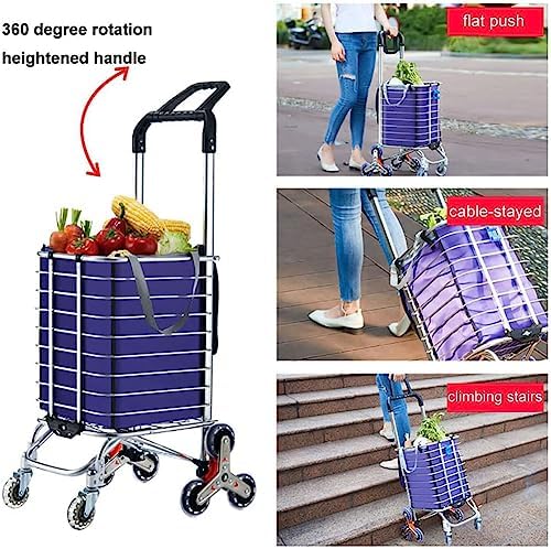 Heavy Duty Collapsible Wagon Cart with 8 Silent Wheels, 360° Rotating Handle, 51KG Load Capacity, Foldable Folding Carts for Easy Transport, Ideal for Outdoor and Stair Climbing
