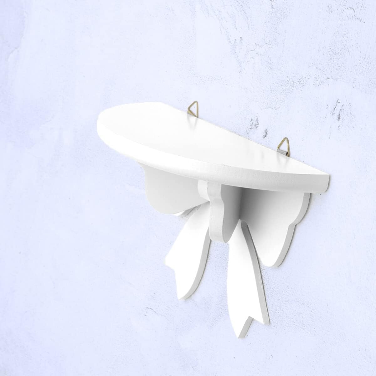 DOITOOL Wooden Floating Shelf Wall Mounted Nordic Style Butterfly Semicircle Storage Shelf for Wall for Bathroom Bedroom Kitchen Living Room (White)