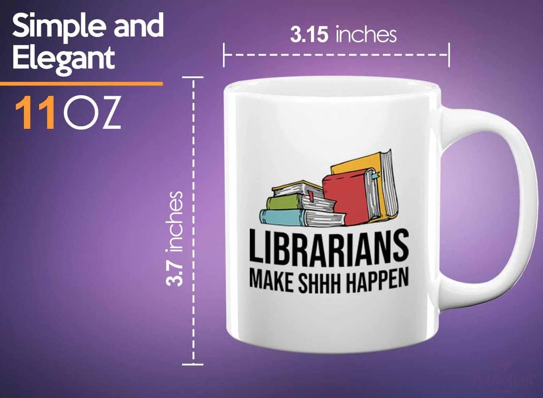 Book Lover Coffee Mug 11oz White - make shh happen - Birthday Gifts for Readers Gifts for Book Lovers Girls Book Club