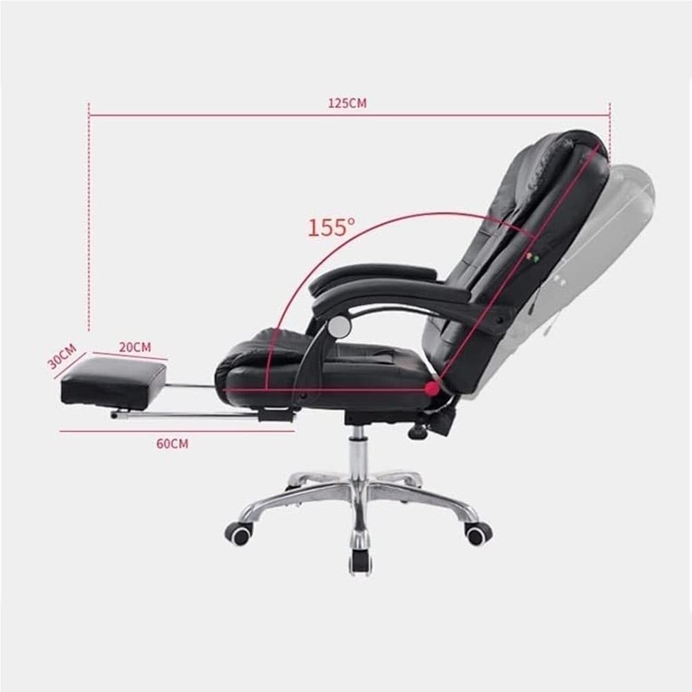 Genuine Leather Executive Office Chair with Adjustable Height Ergonomic Computer Swivel Lifting Handrail Desk Chairs for Meeting Room Lunch Break Reading
