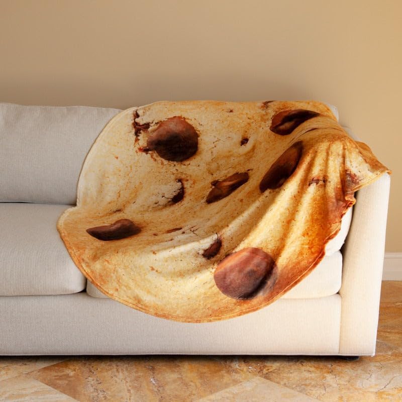 Realistic Chocolate Chip Cookie Blanket | Cozy & Warm | Perfect for Food Lovers | Durable, Machine Washable | Fun Gift for All Ages & Occasions