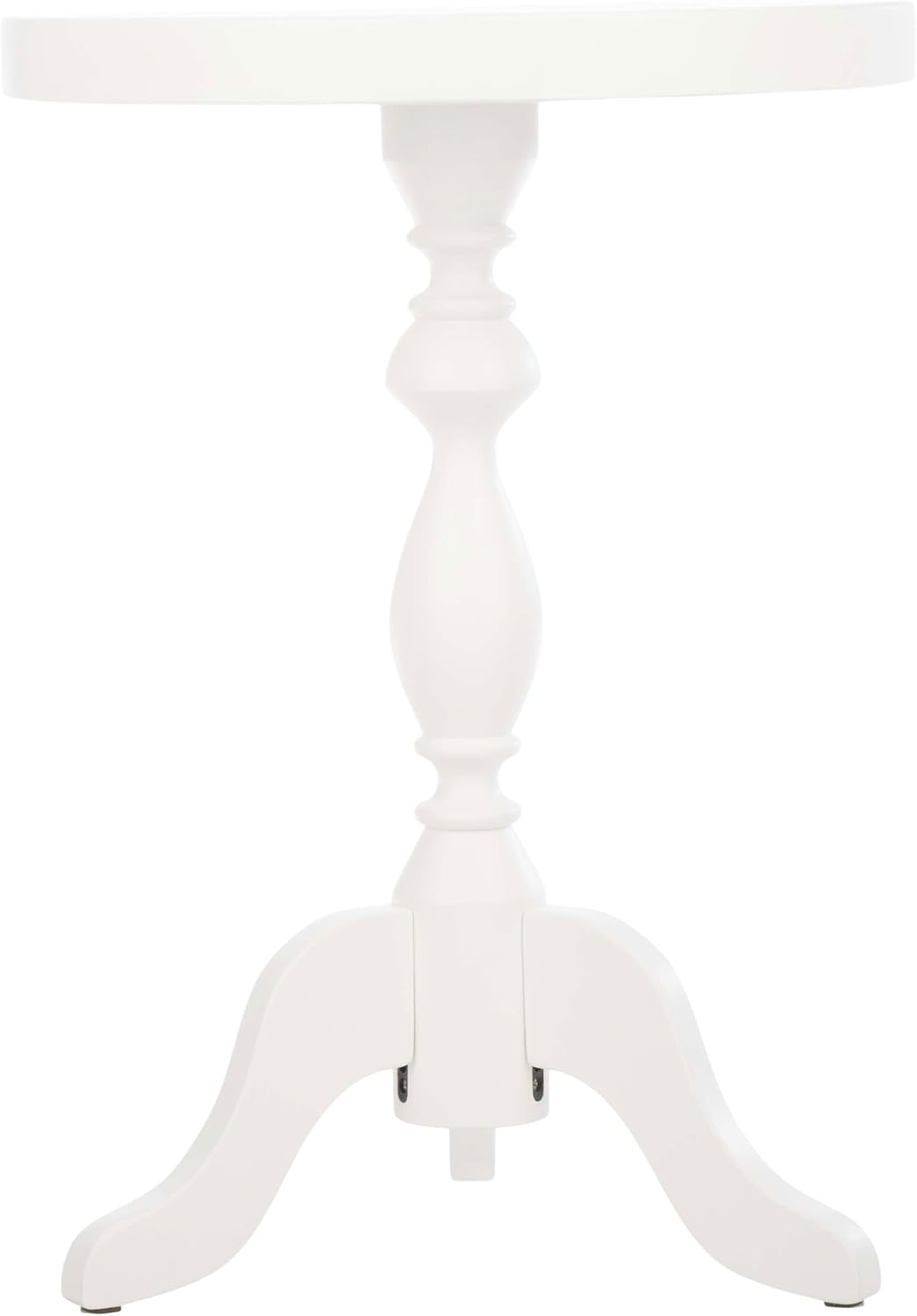 Pedestal Side Table - Round End Table with Vintage Look - Accent Furniture for Living Room, Bedroom, Office, or Entryway - Functional End Tables for Small Spaces by Lavish Home (White)