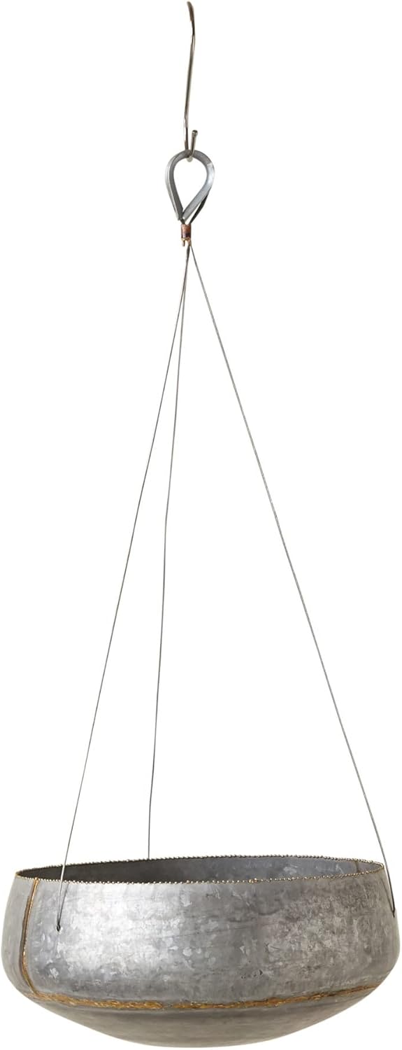 Creative Co-Op Grey & Gold Hanging Iron Planter
