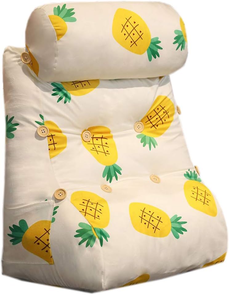 Soft Sofa Triangle Back Cushion Bed Wedge Pillow Cute Sitting in Bed Reading Pillow Adjustable Back Wedge Cushion Washable Waist Pillow (Pineapple, 55×40×20CM)