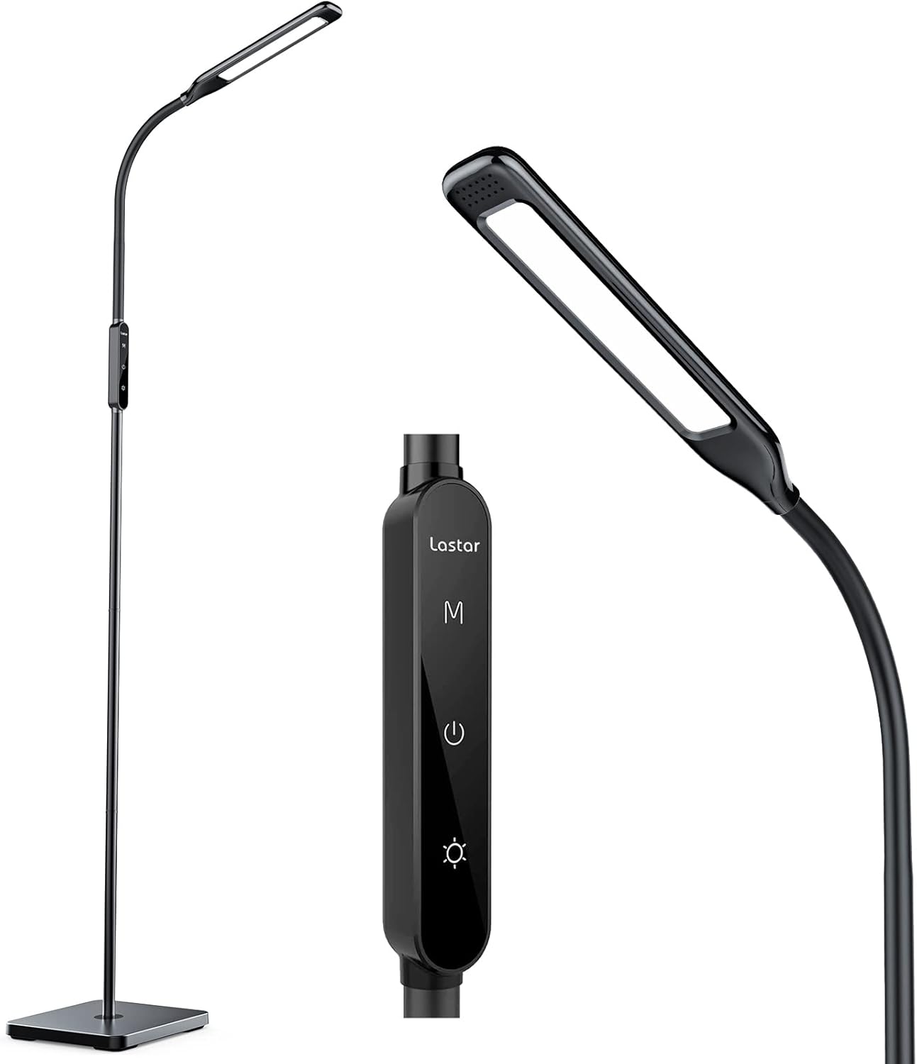 LASTAR LED Floor Lamp, Reading Lamp with 3000K-6000K & 4 Brightness Levels, Dimmable Standing Lamps for Living Room, Office with Flexible Gooseneck,Timer & Memory Function