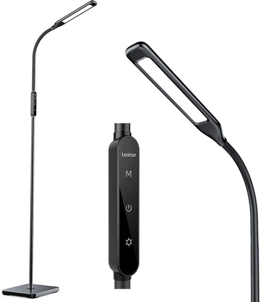 LASTAR LED Floor Lamp, Reading Lamp with 3000K-6000K & 4 Brightness Levels, Dimmable Standing Lamps for Living Room, Office with Flexible Gooseneck,Timer & Memory Function