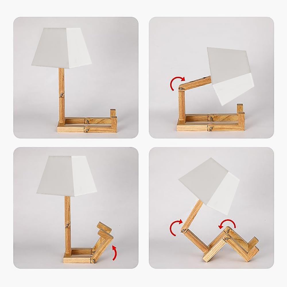 Cute Desk Lamp,Unique Dimmable Robot Bedside Table Lamps,Fun Funky Reading Desk Lamps for Nightstand,Bedroom,Kids Room,Living Room,(Square Lampshade)