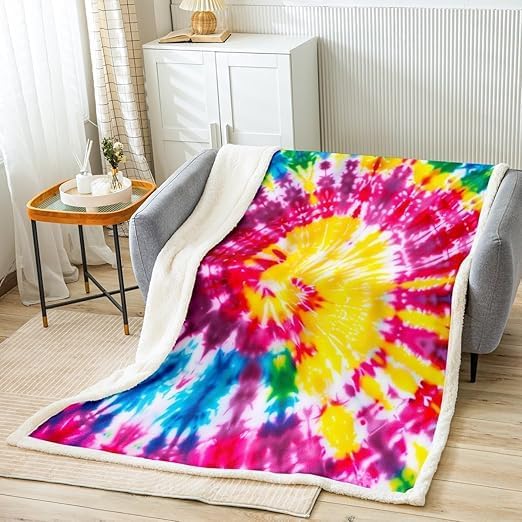 Erosebridal Tie Dye Blanket Queen(90"x90"),Kids Colorful Rainbow Bed Blanket for Couch Sofa,Chic Boho Hippie Girls Boys Cozy Plush Fuzzy Blanket for Adult Women Teen Tie Dye Decor Soft Microfiber