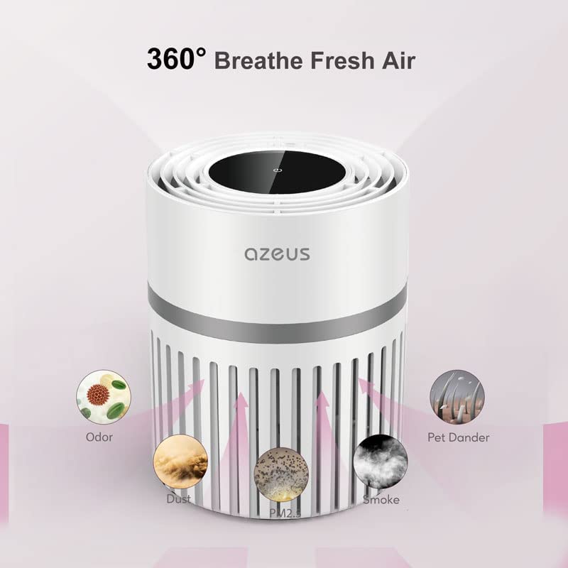 Azeus Air Purifier for Large Room With High CARD Rate, Portable Desktop Air Purifier With H13 True HEPA Filter and 3 Modes for Travelling Small Room, Bedroom, Home,Office