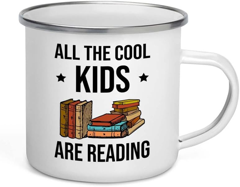 Reading Bookworm Camper Mug 12oz - All The Cool Kids Are Reading - Reading Reader Book Worm I Know Things Book Addict Book Lover Bookish Novelist Librarian Writer