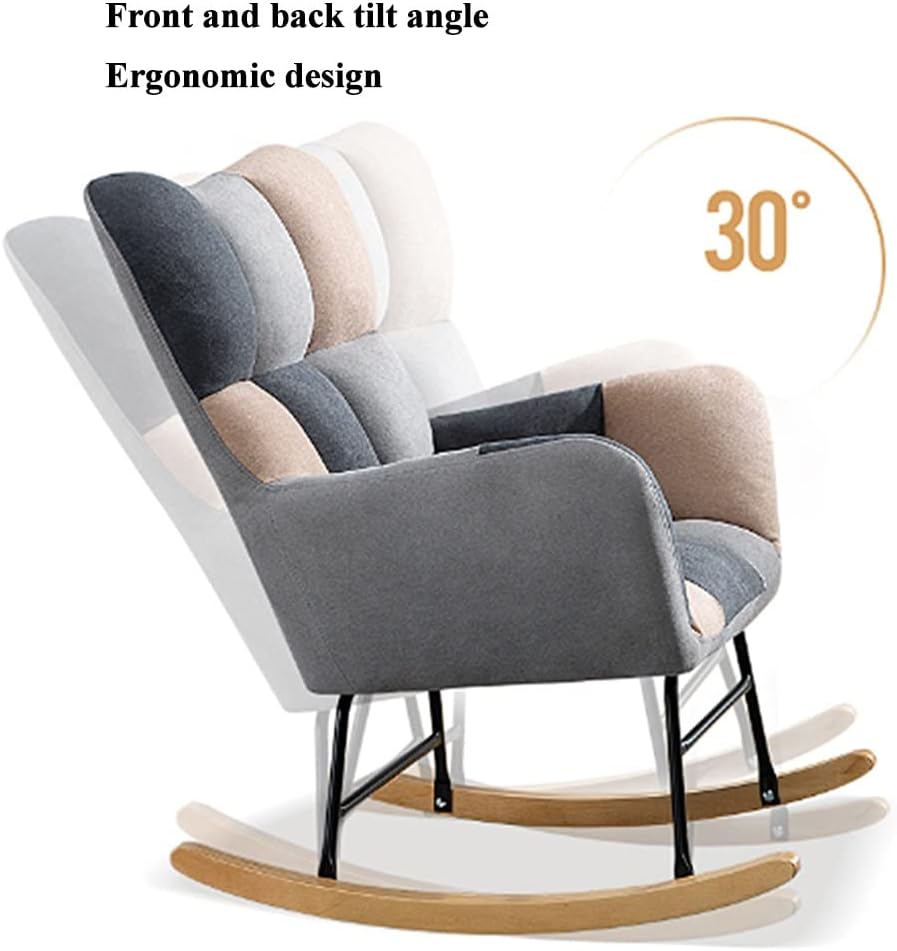 LSLYTQ Lazy Sofa Rocking Chairs, Apartment Balcony Leisure Rocking Chair, Adult Single Lounger, Reclining Sofa w High Back and Armrests