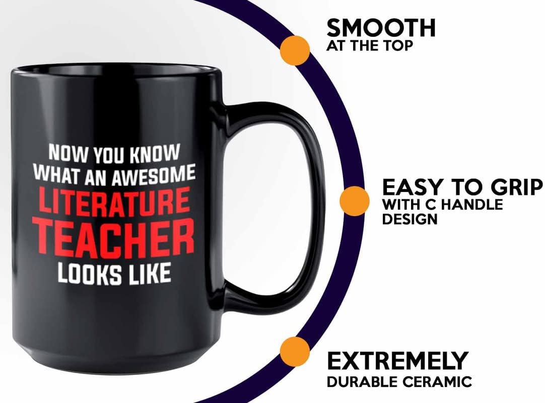 Subject Teacher Coffee Mug 15oz Black - literature teacher looks - Reading Teacher English Classroom Metaphors Literal Books Lover Language Grammar
