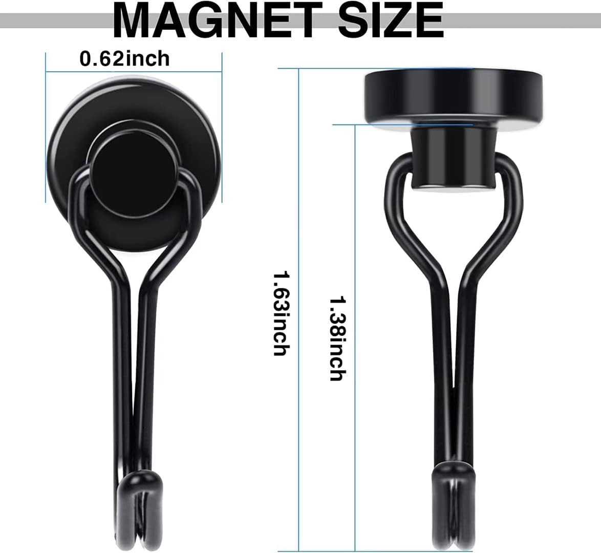 E BAVITE Magnetic Hooks, 30lbs+ Magnet Hook 2026 Cruise Cabin Ship Essentials Heavy Duty Strong Magnets Refrigerator Fridge Hanging for Classroom Beach Vacation Kitchen Grills Home 6pcs (Black)