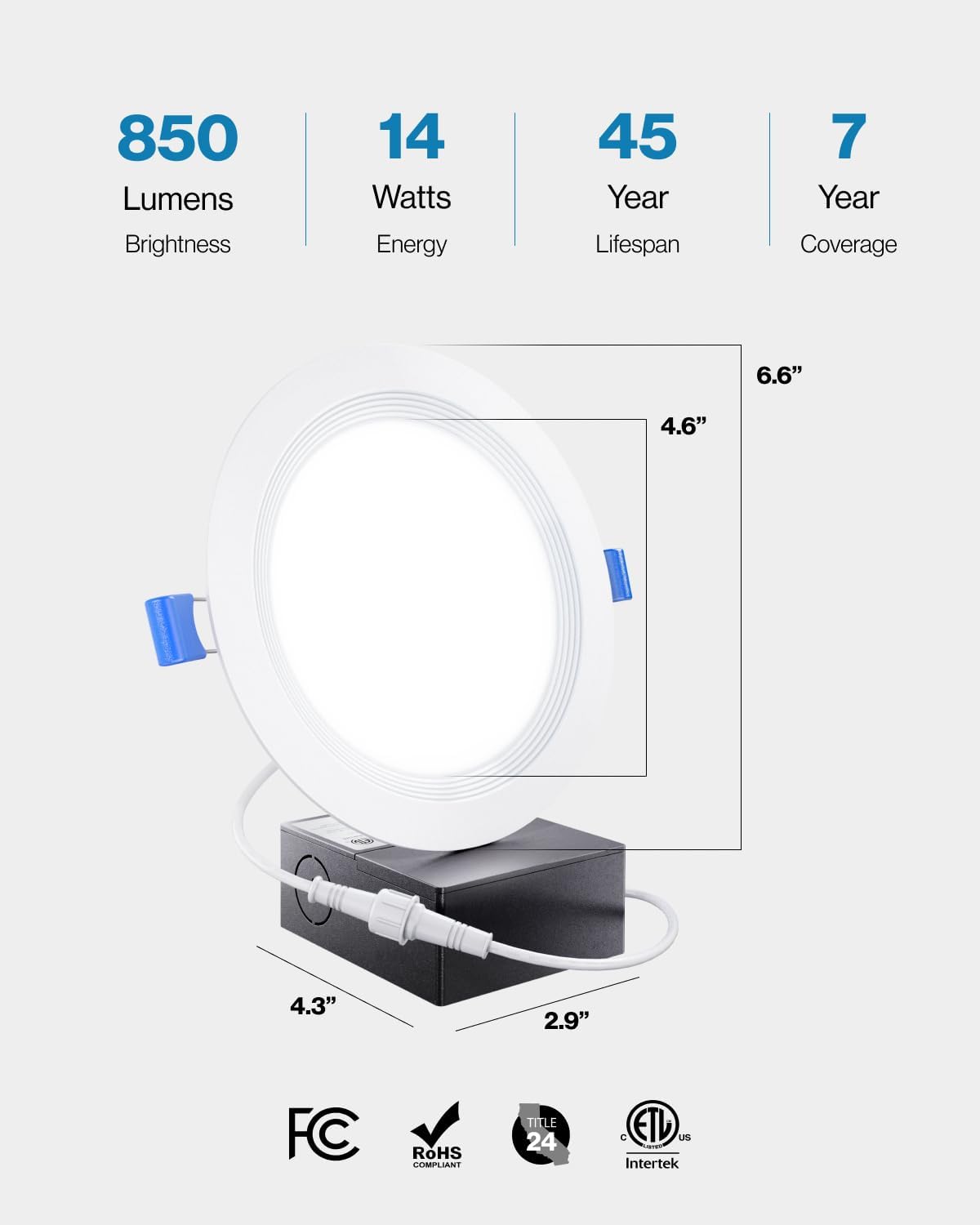 Sunco 12 Pack 6 Inch LED Recessed Light, Ceiling Canless Recessed Lights, Baffle Trim Ultra Thin, 850 LM, 14W, 6000K Daylight Deluxe, Dimmable, Wafer Thin with Junction Box.