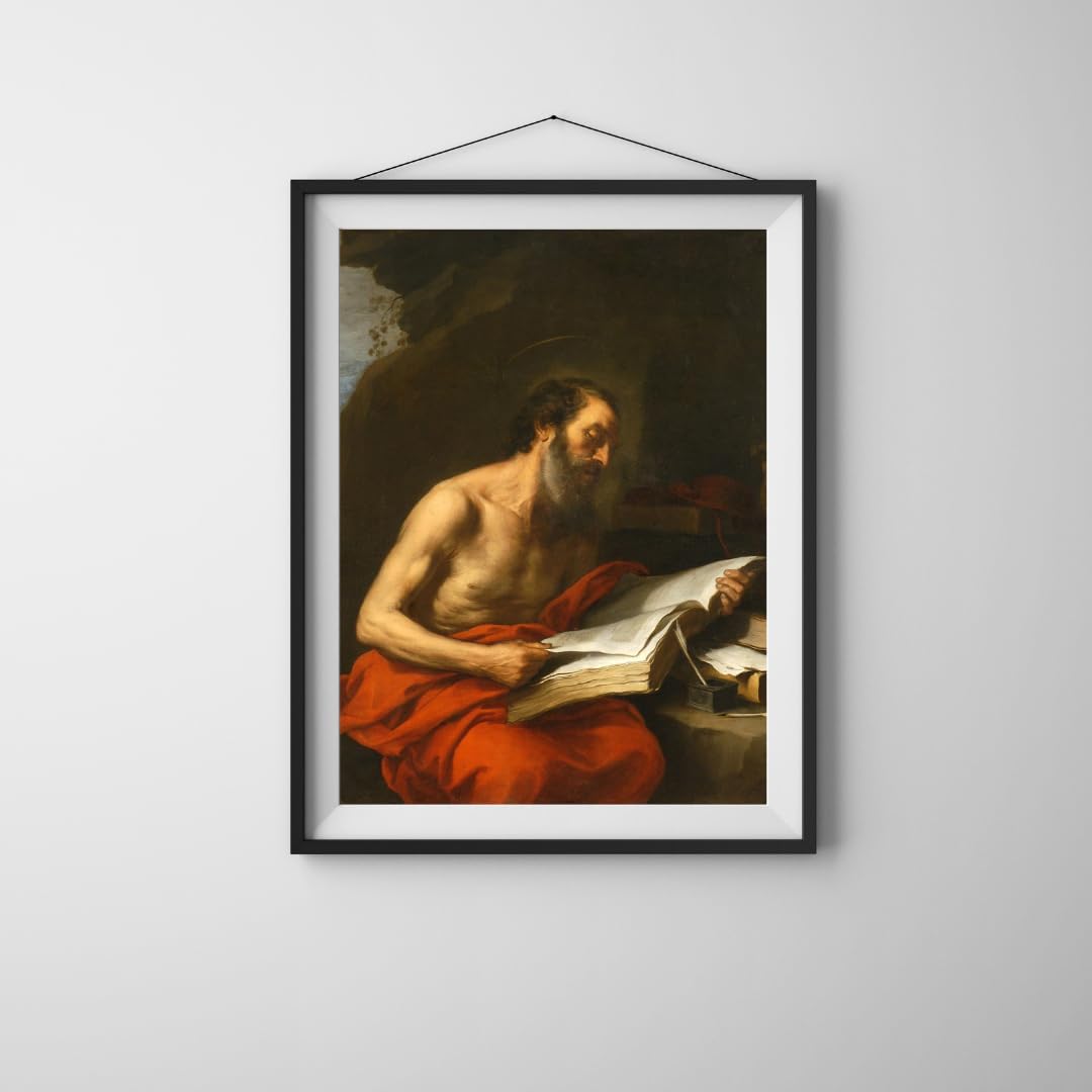 Saint Jerome Reading Painting By Bartolome Esteban Murillo 11"X14" Image Size on Matte Paper Fine Art Print Poster Shipped Rolled-up