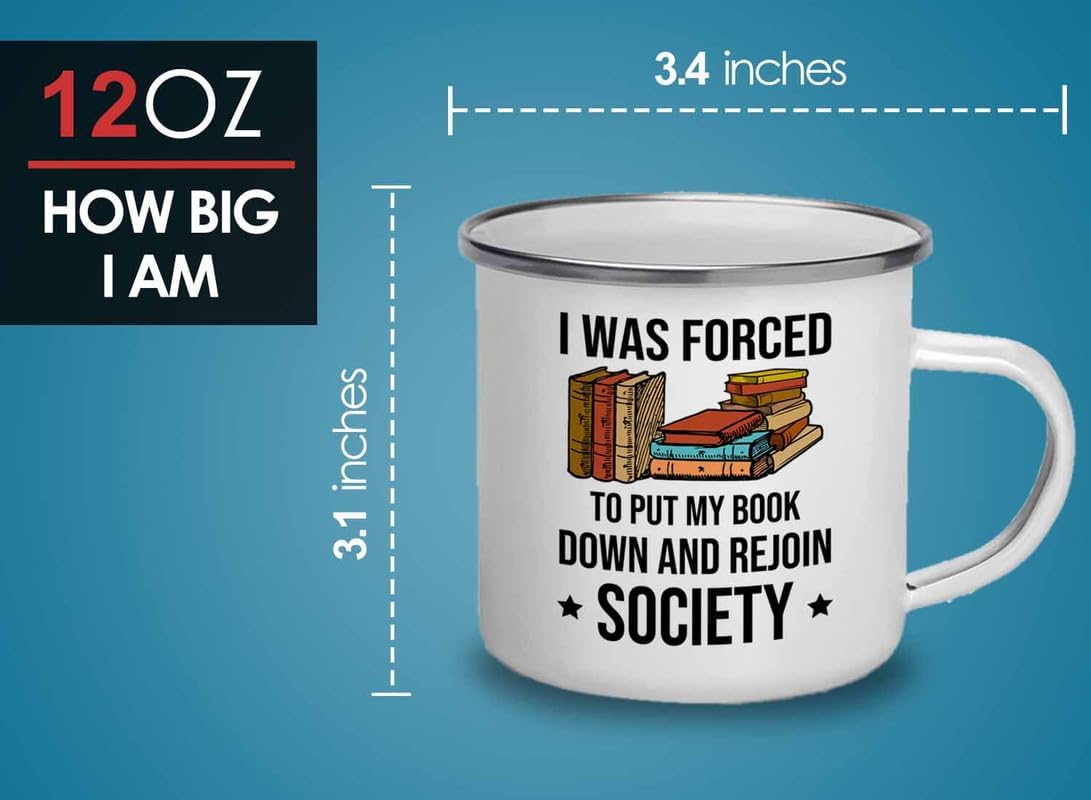 Reading Bookworm Camper Mug 12oz - My Book Down And Rejoin Society - Reading Reader Book Worm I Know Things Book Addict Book Lover Bookish Novelist Librarian Writer