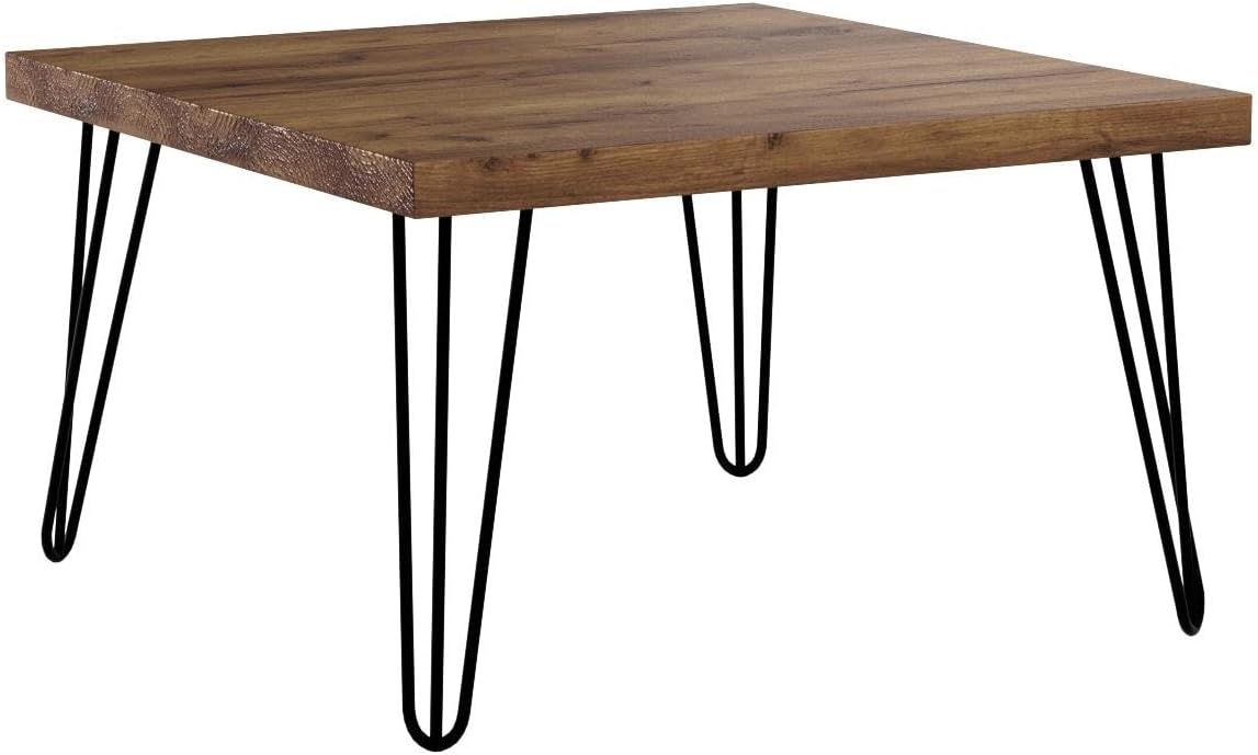 WELLAND Square Reclaimed Old Elm Coffee Table 27.5 in x 27.5 in x 16 in Accent Vintage Coffee Table Rustic Wood Table for Living Room Patio Bedroom Home Office