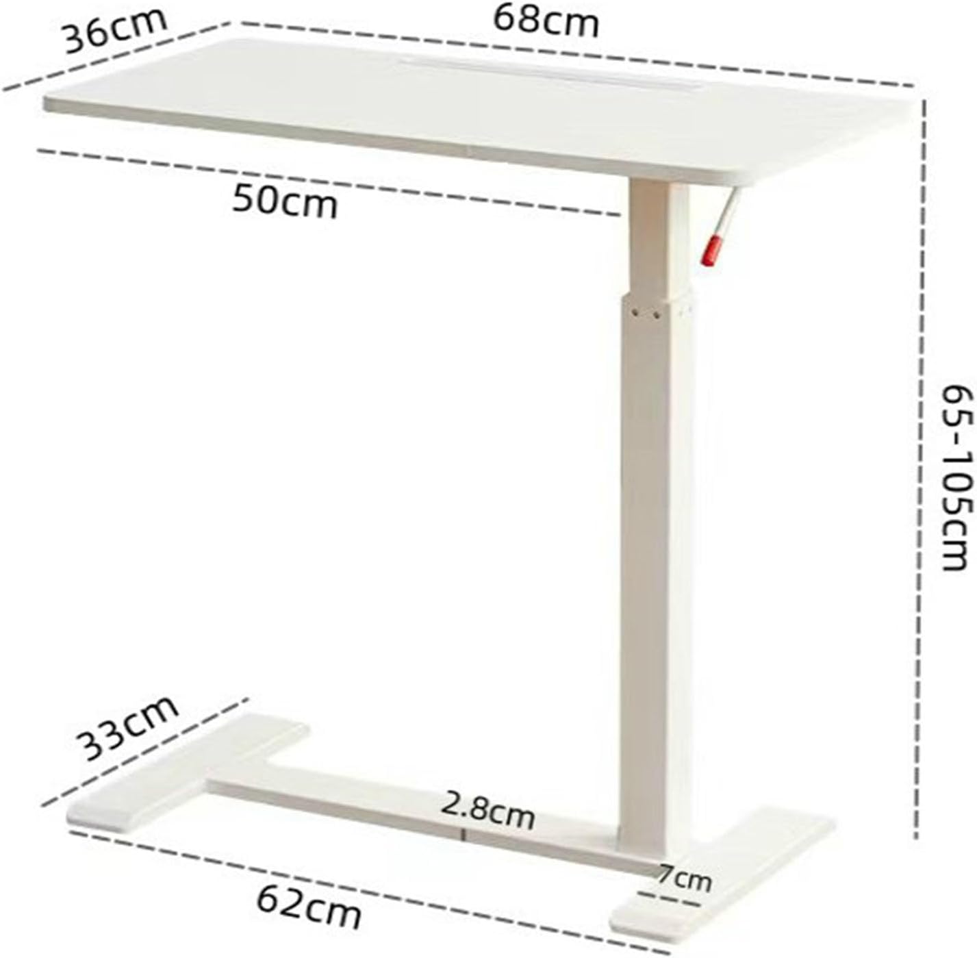 Height Adjustable Portable Overbed and Chair Nursing Table with Wheels - Hospital Bed Table - Laptop, Reading, Eating Breakfast Cart Stand C-Shaped Sofa Side Table