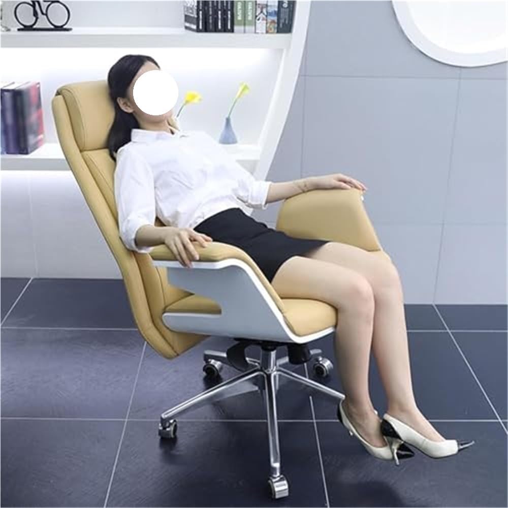 High Back Ergonomic Leather Office Chair with Lumbar Support Adjustable Height Computer Chairs for Long Hours Bedroom Vanity Workstation Reading(Black)