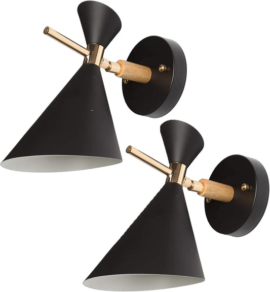 Wall Light Battery Operated Remote Control Wall Sconce Set Of 2,wall Lamp With Dimmable Battery Powered Bulb Not Hardwired Fixtures，for Farmhouse, Reading, Bedroom Bedside Lighting ( Color : Black )
