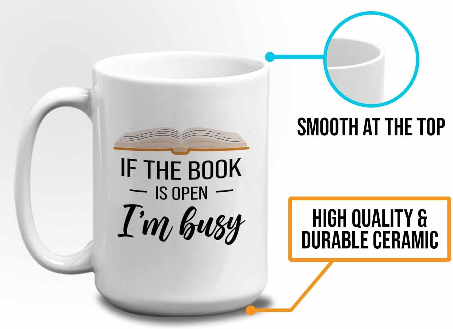Bubble Hugs Book lovers Coffee Mug 15oz White - If Book Open - Author Writer Library Library Editor Introvert Lovers Cat Chill Relax Bookworm Reading