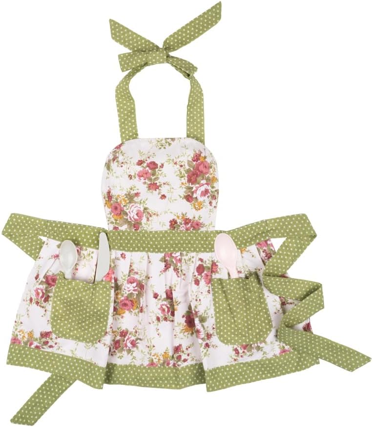 NEOVIVA Kitchen Aprons for Toddler Girls with Pockets, Adorable Cotton Aprons for Toddler Girls, Gifts for Christmas