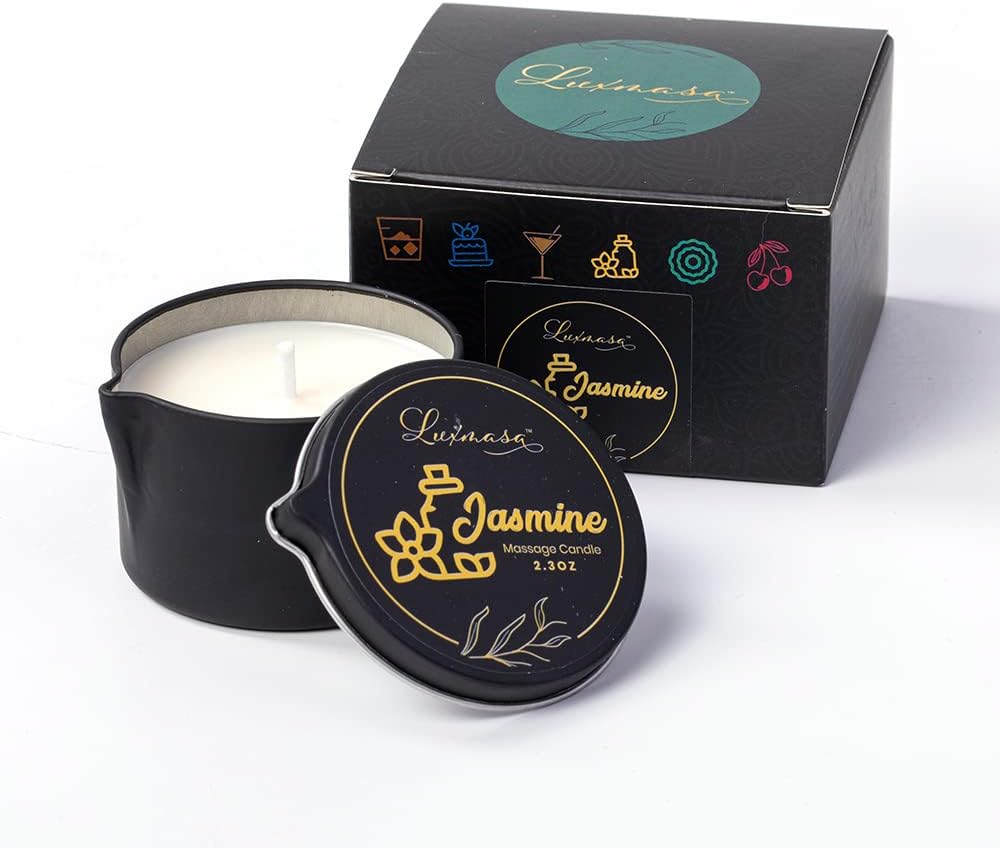 Low Temperature Pure Natural Soybean Oil Candle Massage Wax, Home Scented Aromatherapy Candle for Body Treatment and Skin Moisturizing Jasmine Scent 2.35 OZ