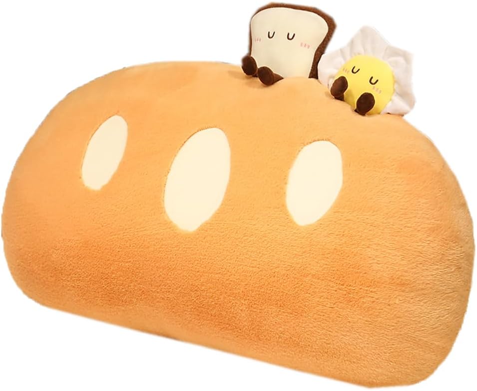Simulation Bread Plush Pillow Sofa Waist Cushion Lumbar Suport Pillow Bed Rest Reading Pillow Washable Hugging Pillow (Plush, 60×40cm/23.6"×15.7")