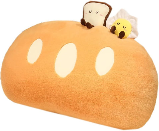 Simulation Bread Plush Pillow Sofa Waist Cushion Lumbar Suport Pillow Bed Rest Reading Pillow Washable Hugging Pillow (Plush, 60×40cm/23.6"×15.7")