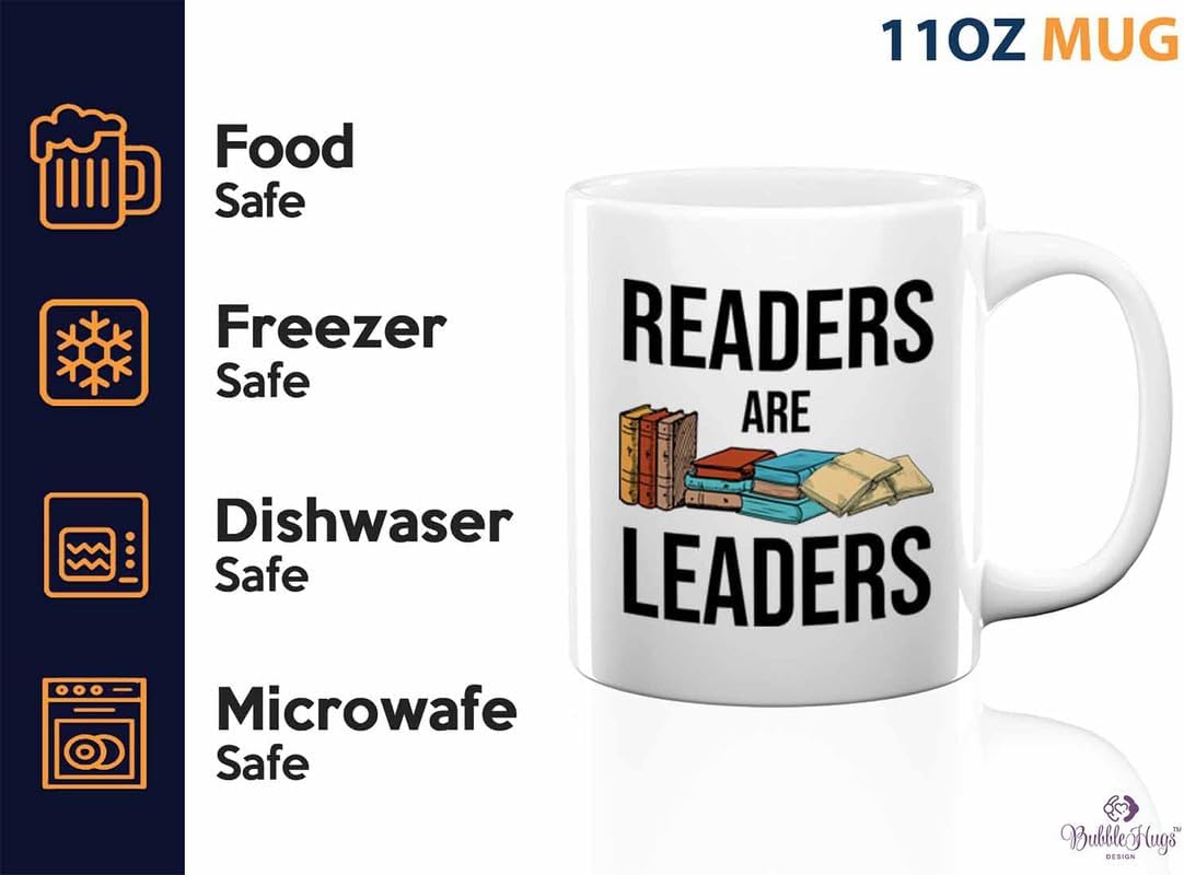 Reading Bookworm Coffee Mug 11oz White - Readers Are Leader - Reading Reader Book Worm I Know Things Book Addict Book Lover Bookish Novelist Librarian Writer