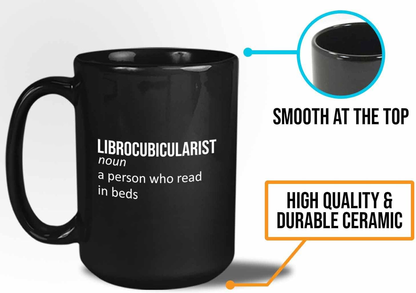 Bubble Hugs Writer Coffee Mug 15oz Black - Librocubicularist A person who read in beds - Reading Book Lover for Bookworm Bibliophile Librarians Author Readers Bookish